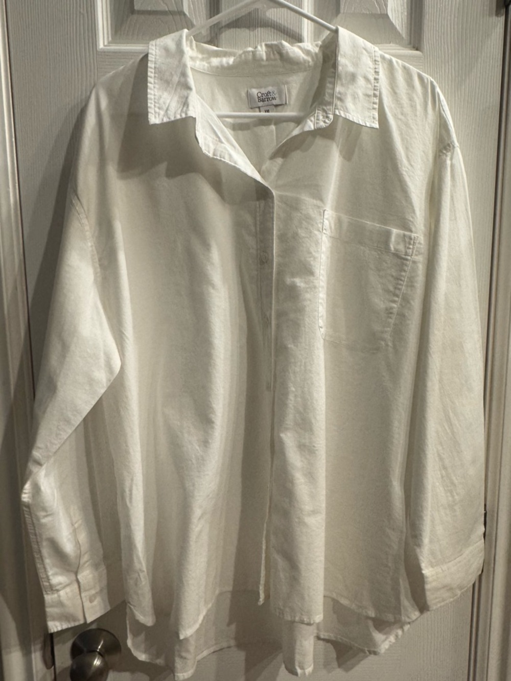 croft & barrow White Long-Sleeve Casual Button-Down Shirt